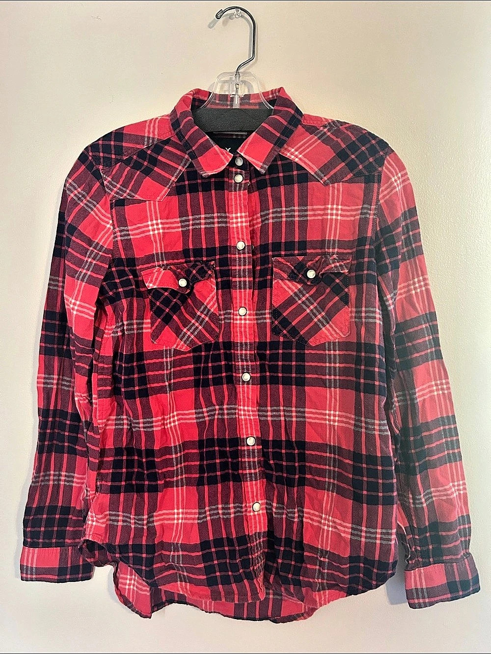 American Eagle Button Down Shirt Pink & Navy